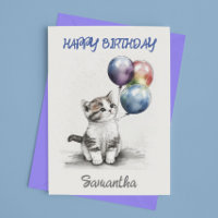 Feliz Cumpleaños Gatito Adorable con Globos