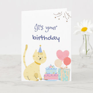 Tarjeta Feliz Cumpleaños Gatito Adorable | Es tu cumpleaño