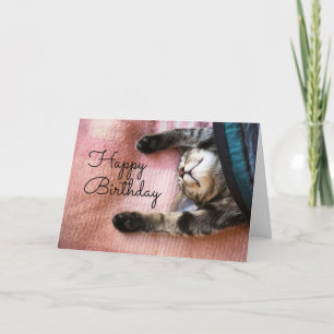 Tarjeta Feliz Cumpleaños   Gatito durmiendo