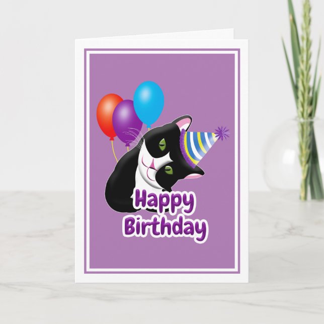 Tarjeta Feliz Cumpleaños Gato (Anverso)