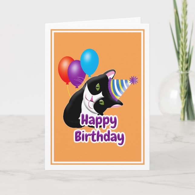 Tarjeta Feliz Cumpleaños Gato (Anverso)
