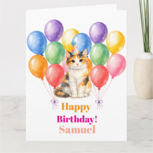 Tarjeta Feliz Cumpleaños Gato Calico Mascota