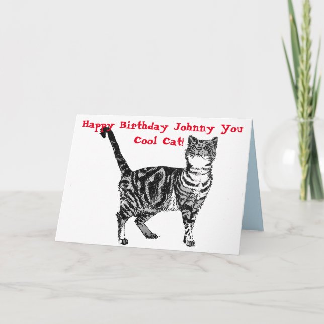 Tarjeta Feliz Cumpleaños Gato Tabby Genial Cumpleaños Homb (Anverso)