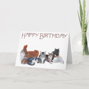 Tarjeta Feliz Cumpleaños Gatos