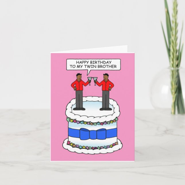 Tarjeta Feliz cumpleaños gemelo hermano afroamericano (Anverso)