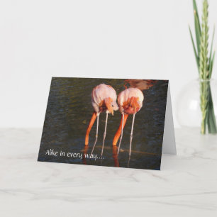Tarjeta ¡Feliz cumpleaños, gemelos!-Flamingos rosas