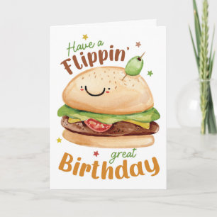 Tarjeta Feliz cumpleaños genial – Hamburguesa divertida