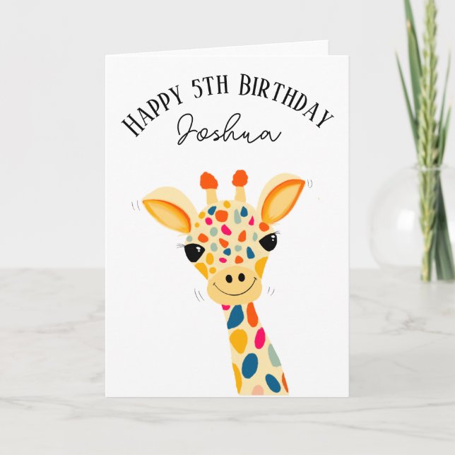 Tarjeta feliz cumpleaños Giraffe (Anverso)