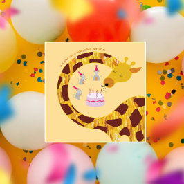 Tarjeta Feliz cumpleaños - Giraffe y amigos
