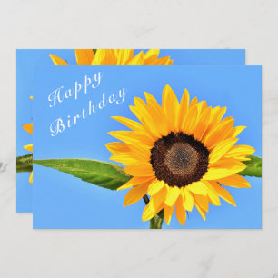 Tarjeta Feliz cumpleaños - girasol amarillo en cielo azul