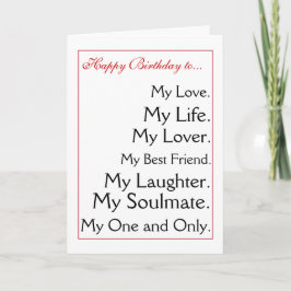 Tarjeta Feliz cumpleaños girlfriend.boyfriend, esposa,