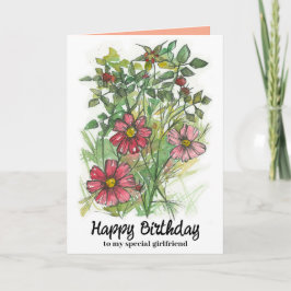 Tarjeta Feliz cumpleaños Girlfriend Cosmos Pink Wildflower
