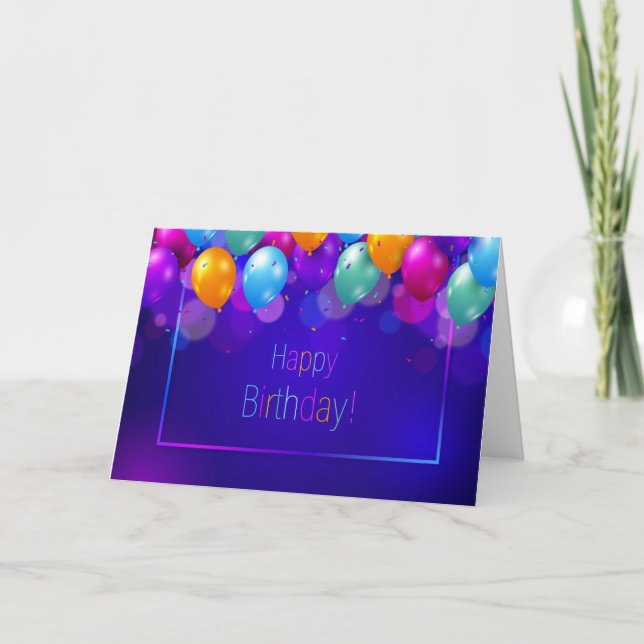 Tarjeta Feliz cumpleaños - Globos vibrantes (Anverso)