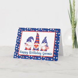 Tarjeta Feliz cumpleaños Gnomie Azul Blanco Rojo