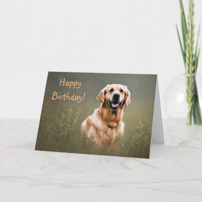 Tarjeta Feliz Cumpleaños Golden Retriever (Anverso)