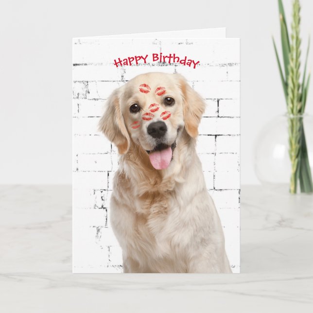 Tarjeta Feliz Cumpleaños Golden Retriever (Anverso)