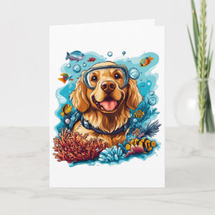 Tarjeta Feliz cumpleaños, Golden Retriever Dog Snorkeling