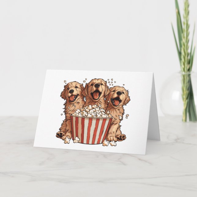Tarjeta Feliz cumpleaños Golden Retriever Dogs Movie Popco (Anverso)