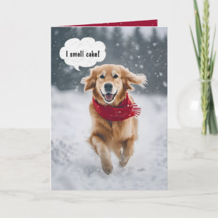 Tarjeta Feliz Cumpleaños Golden Retriever En Nieve
