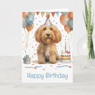 Tarjeta Feliz cumpleaños Goldendoodle Dog