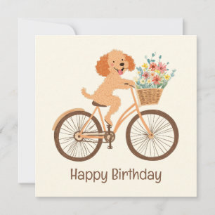 Tarjeta Feliz cumpleaños Goldendoodle Dog Biking Spring