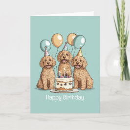 Tarjeta Feliz cumpleaños Goldendoodle Dogs