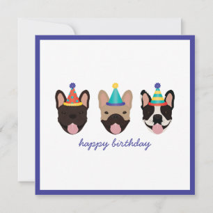 Tarjeta Feliz cumpleaños, Gorras Fiestas de Bulldog francé