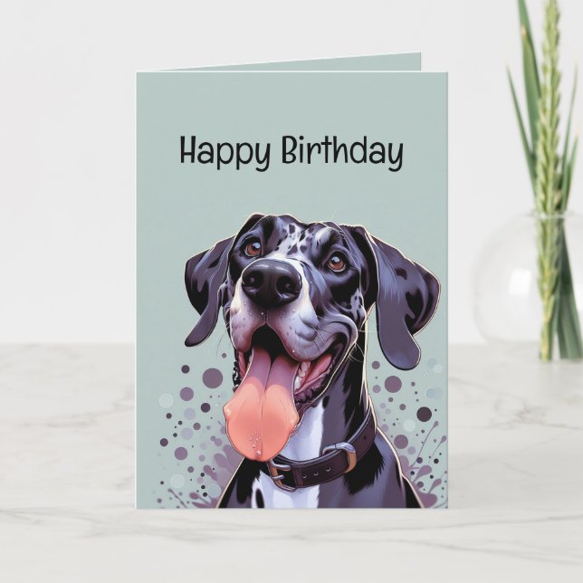 Tarjeta Feliz cumpleaños Gracioso Perro Dane (Anverso)
