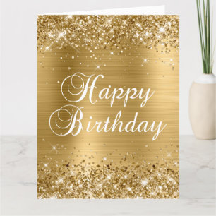 Tarjeta Feliz Cumpleaños Grande Brillante con Hojuela de O