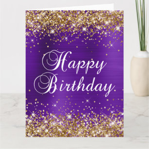 Tarjeta Feliz Cumpleaños Grande Purpura Indigo Brillante D