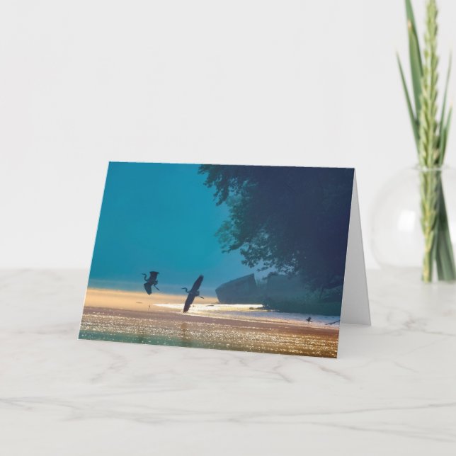 Tarjeta Feliz cumpleaños - Grandes Herones Azules toman vu (Anverso)