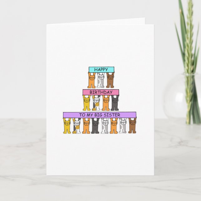 Tarjeta Feliz cumpleaños, grandes Personalizados gatos (Anverso)