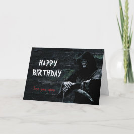 Tarjeta Feliz cumpleaños Grim Reaper Nos vemos pronto