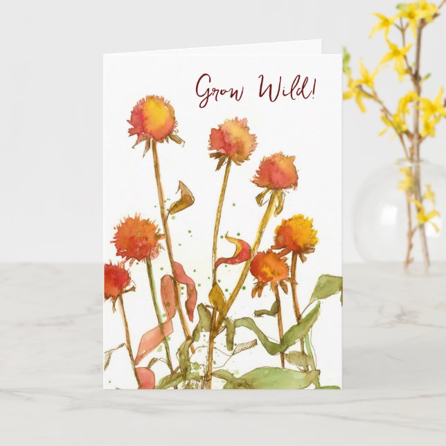 Tarjeta Feliz cumpleaños Grow Wildflowers Naranja de Plant (flor amarilla)