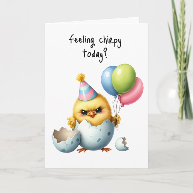 Tarjeta Feliz cumpleaños, gruñidos globos de pájaro sintié (Anverso)