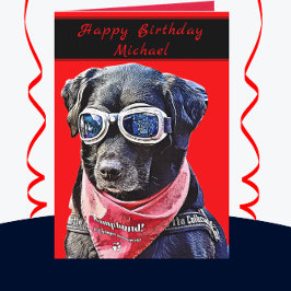 Tarjeta Feliz cumpleaños Guay Dude Black Lab Dog Card