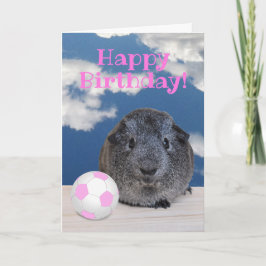 Tarjeta Feliz cumpleaños Guinea, baile de fútbol rosado de