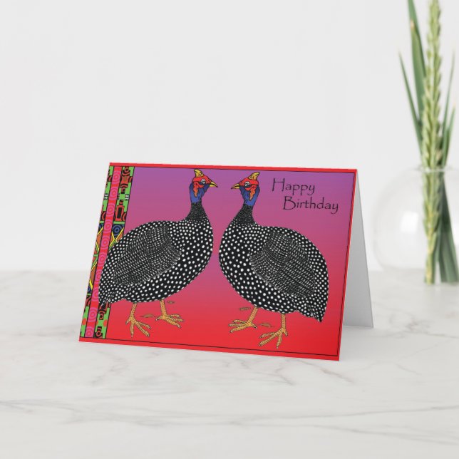 Tarjeta Feliz cumpleaños - Guinea Fowl (Anverso)