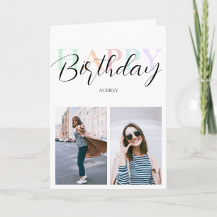 Tarjeta Feliz cumpleaños, guión de color Pastel