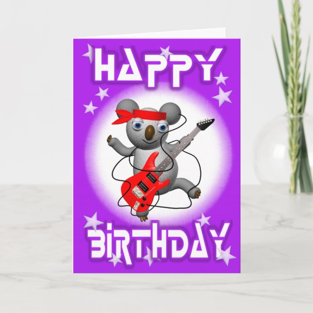 Tarjeta Feliz cumpleaños Guitar Koala por Valxart (Anverso)