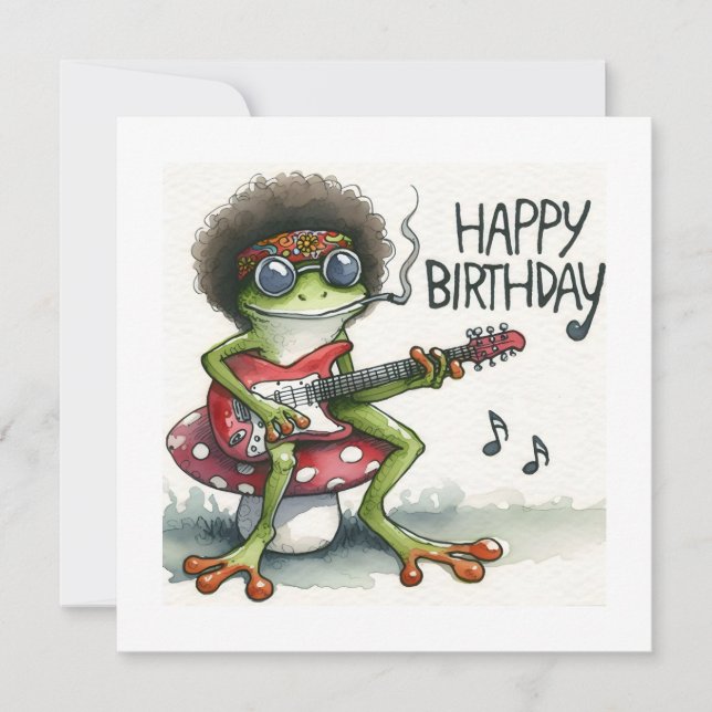 Tarjeta Feliz cumpleaños, guitarra eléctrica (Anverso)