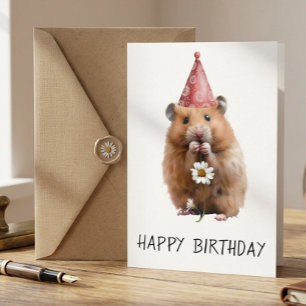 Tarjeta Feliz Cumpleaños Hamster Adorable 