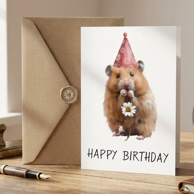 Tarjeta Feliz Cumpleaños Hamster Adorable  (Subido por el creador)