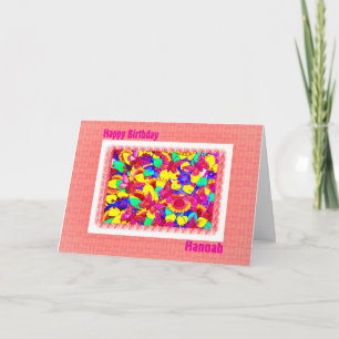 Tarjeta Feliz cumpleaños Hannah en Peachy Pink