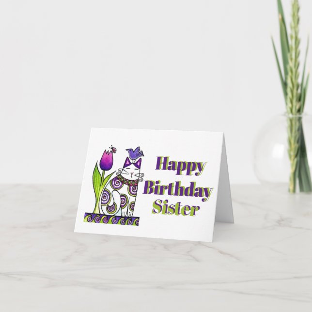 Tarjeta Feliz cumpleaños hermana - (Anverso)