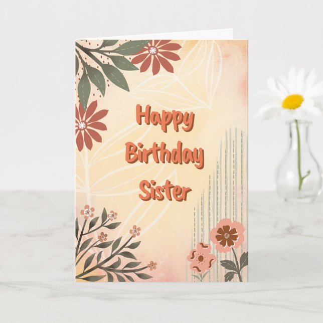 Tarjeta Feliz Cumpleaños Hermana (Planta pequeña)