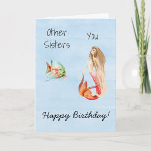 Tarjeta Feliz Cumpleaños Hermana Amante de las Sirenas 