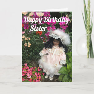 Tarjeta Feliz cumpleaños Hermana Black doll