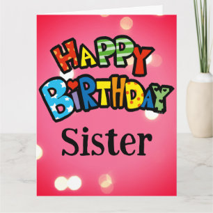 Tarjeta Feliz Cumpleaños Hermana Colorido