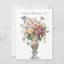 Tarjeta Feliz Cumpleaños Hermana Flores Acuarela Hermosas